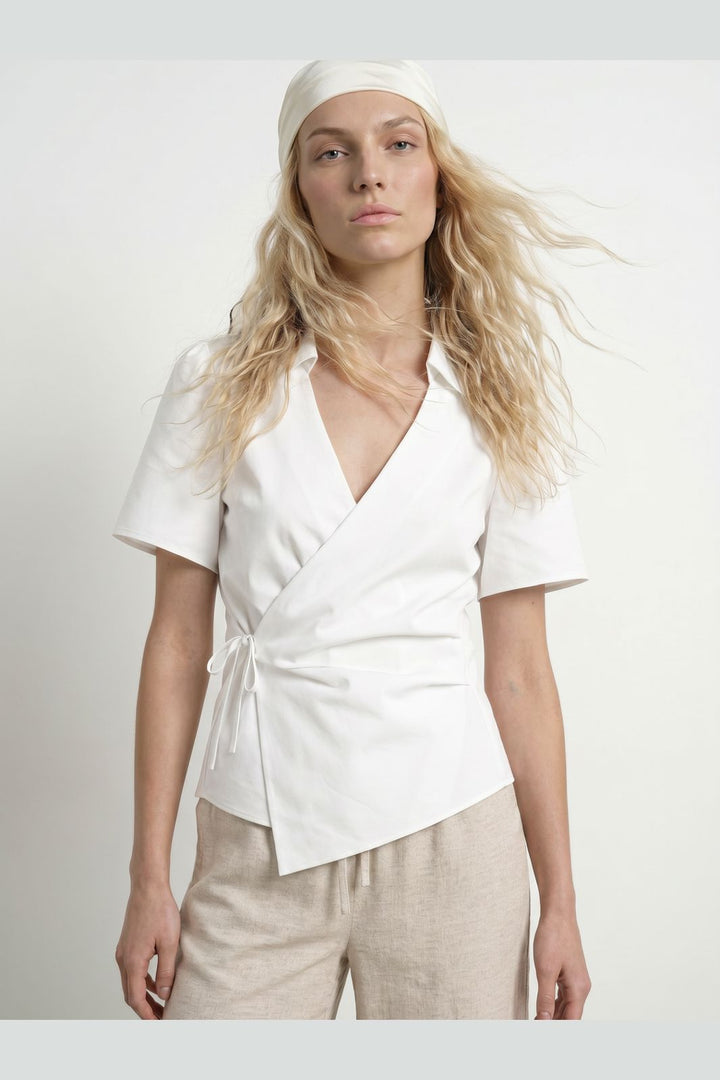 Hypedrop - Hdarlena Ss Wrap Shirt 32001132 - 5242287 - White