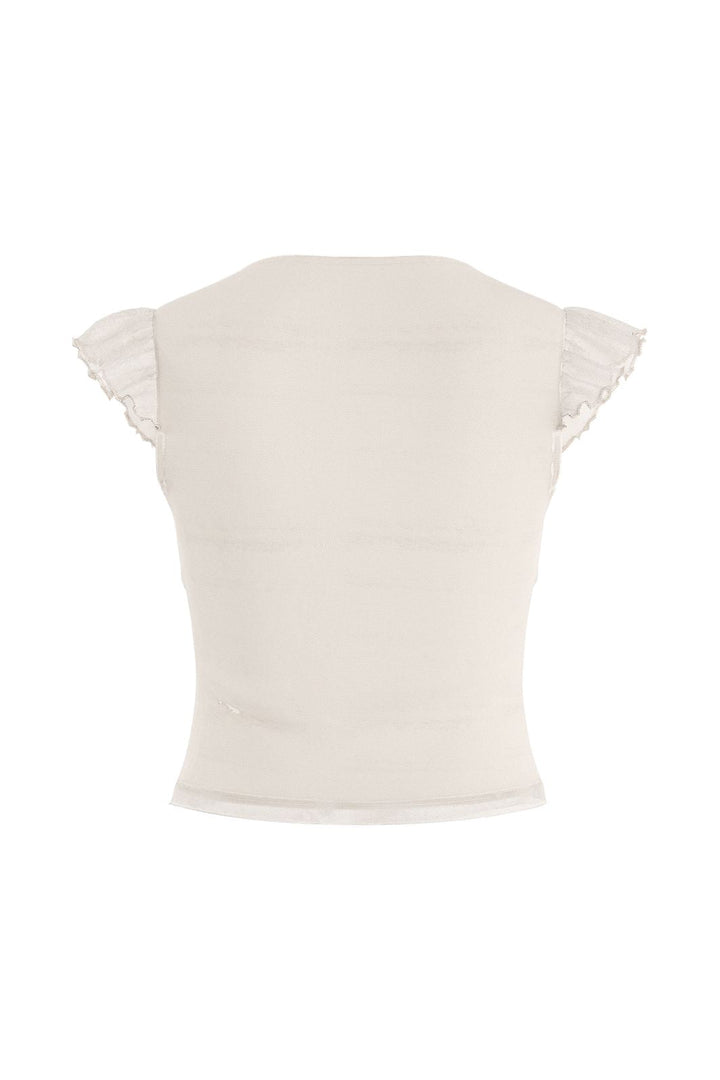 Hypedrop - Hdbente Cropped Deep-V Top 32001141 - 5242682 - Gardenia