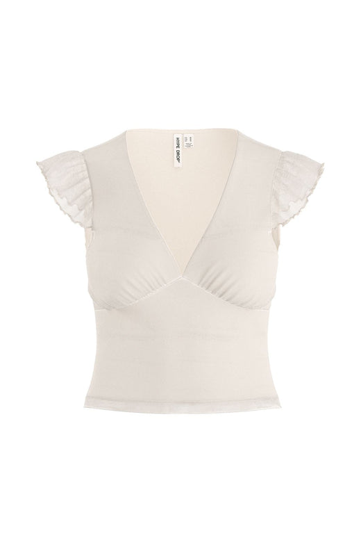 Hypedrop - Hdbente Cropped Deep-V Top 32001141 - 5242682 - Gardenia