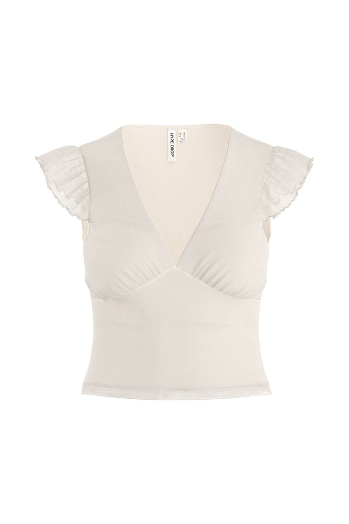 Hypedrop - Hdbente Cropped Deep-V Top 32001141 - 5242682 - Gardenia