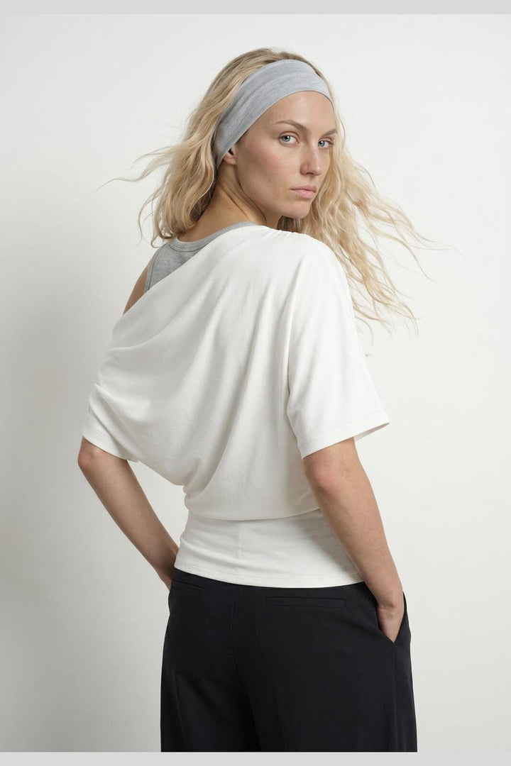 Hypedrop - Hdemma Draped Off-Shoulder Top 32000705 - 5236242 - White