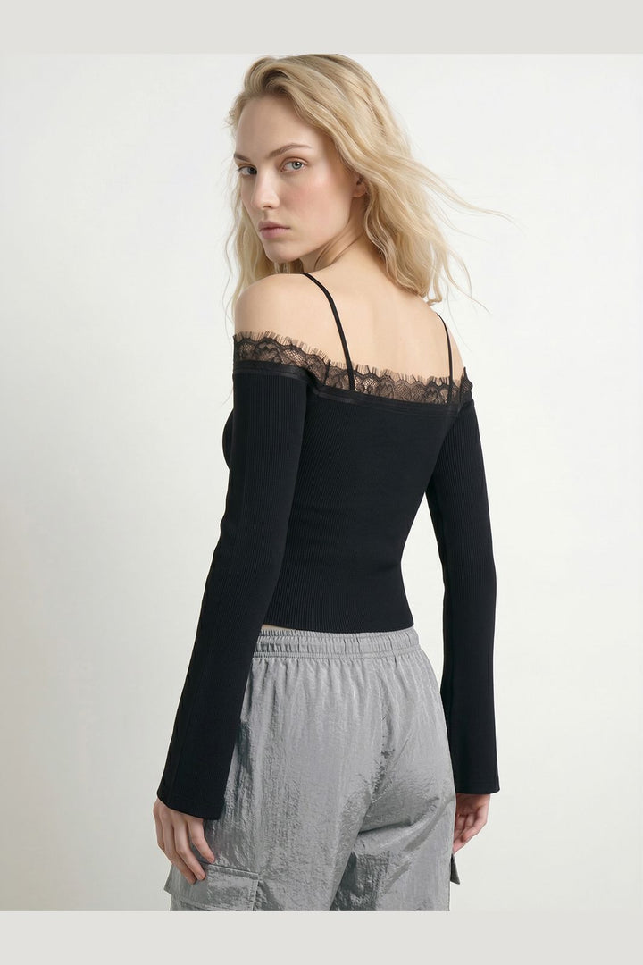 Hypedrop - Hdhavana Ls Fitted Off-Shoulder Lace Top 32000838 - 5184636 - Black