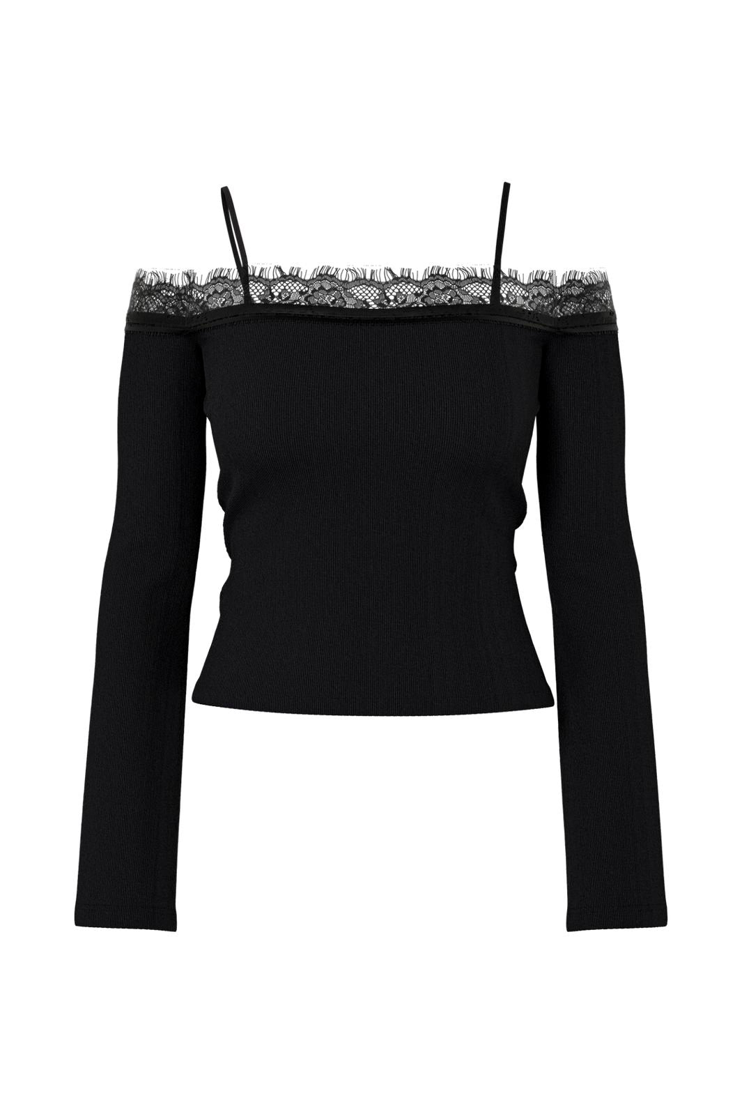 Hypedrop - Hdhavana Ls Fitted Off-Shoulder Lace Top 32000838 - 5184636 - Black