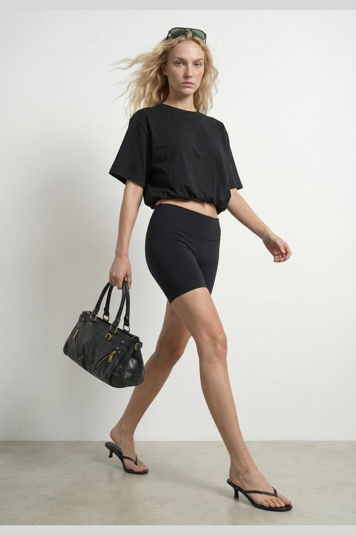 Hypedrop - Hdina Ss Balloon Cropped T-Shirt 32000799 - 5236889 - Black