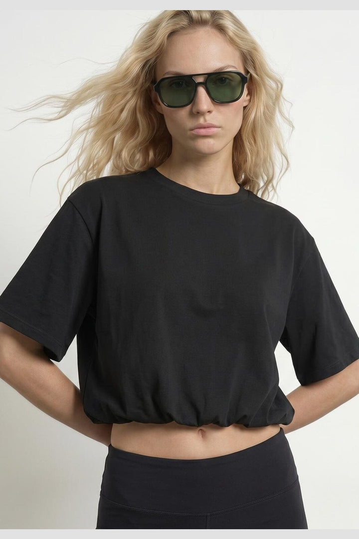Hypedrop - Hdina Ss Balloon Cropped T-Shirt 32000799 - 5236889 - Black