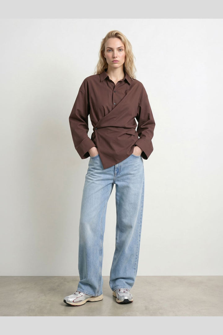 Hypedrop - Hdiris Asymmetric Ls Shirt 32000806 - 5184095 - Deep Mahogany