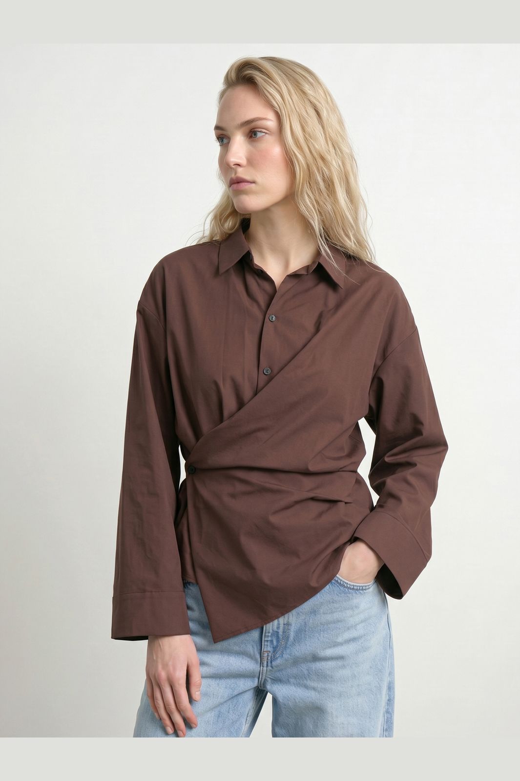Hypedrop - Hdiris Asymmetric Ls Shirt 32000806 - 5184095 - Deep Mahogany