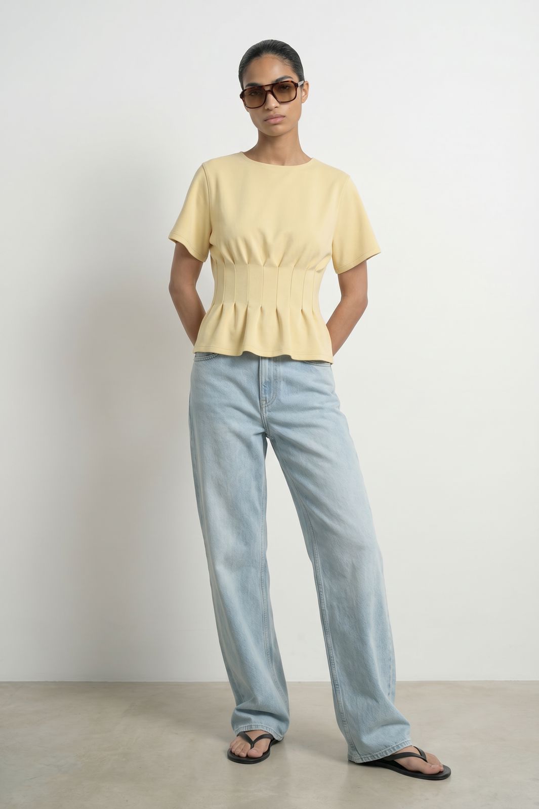 Hypedrop - Hdsana Ss Pleated T-Shirt 32001017 - 5220667 - Anise Flower