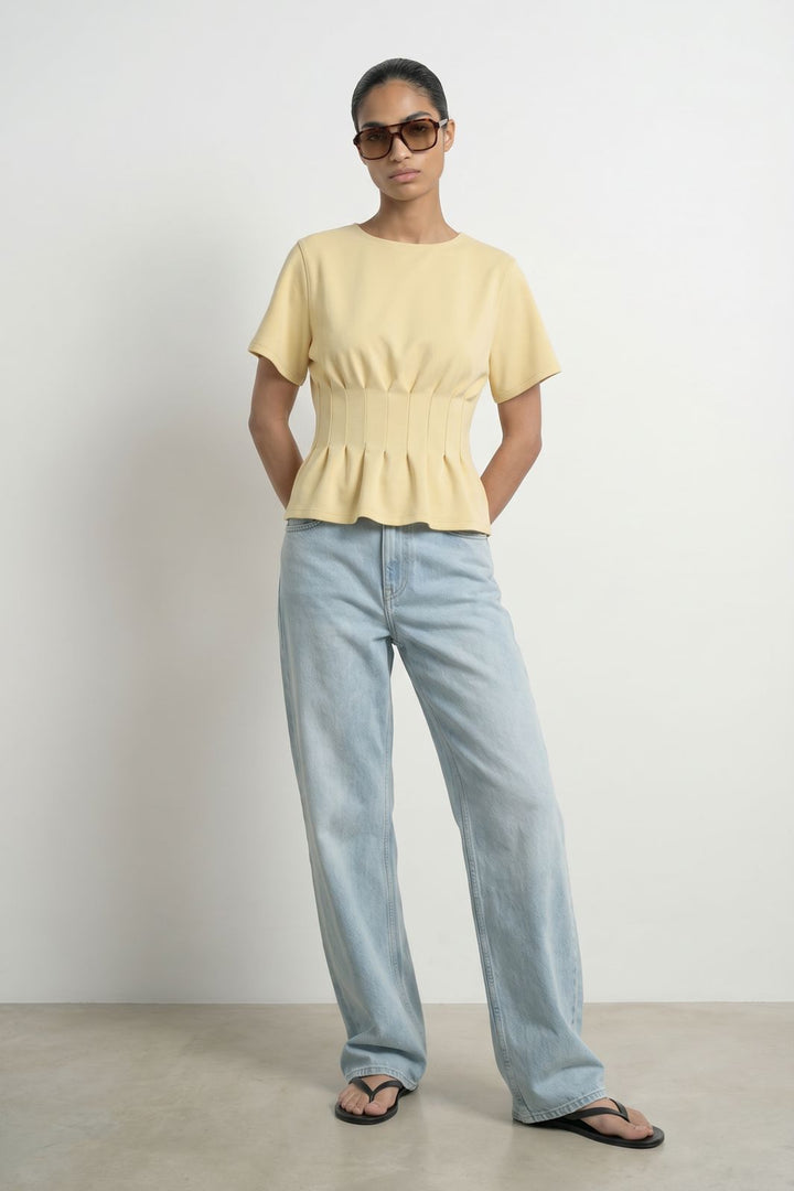 Hypedrop - Hdsana Ss Pleated T-Shirt 32001017 - 5220667 - Anise Flower