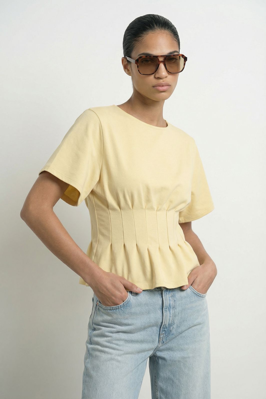 Hypedrop - Hdsana Ss Pleated T-Shirt 32001017 - 5220667 - Anise Flower