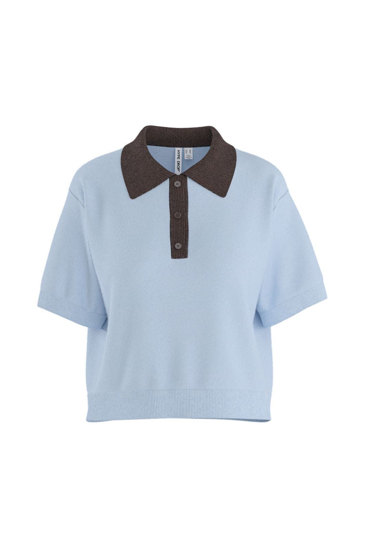 Hypedrop - Hdsarah Ss Boxy Polo Knit 32001014 - 5220689 - Ice Water