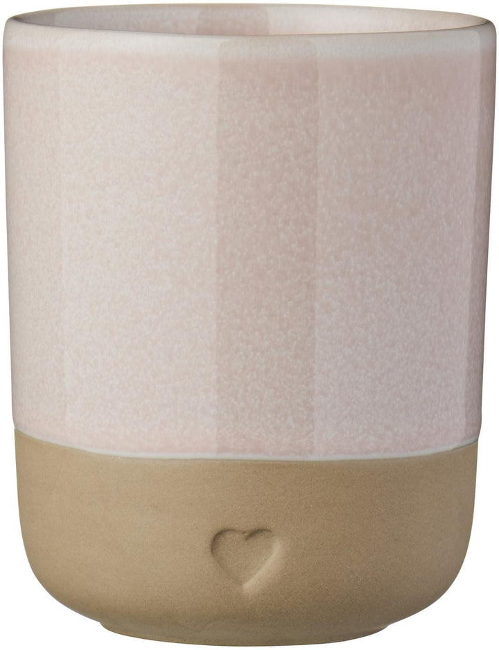 Ib Laursen - Krus u/hank Heart mat brunt ler m/rosa kant 190 ml - Stentøj - 2467-07