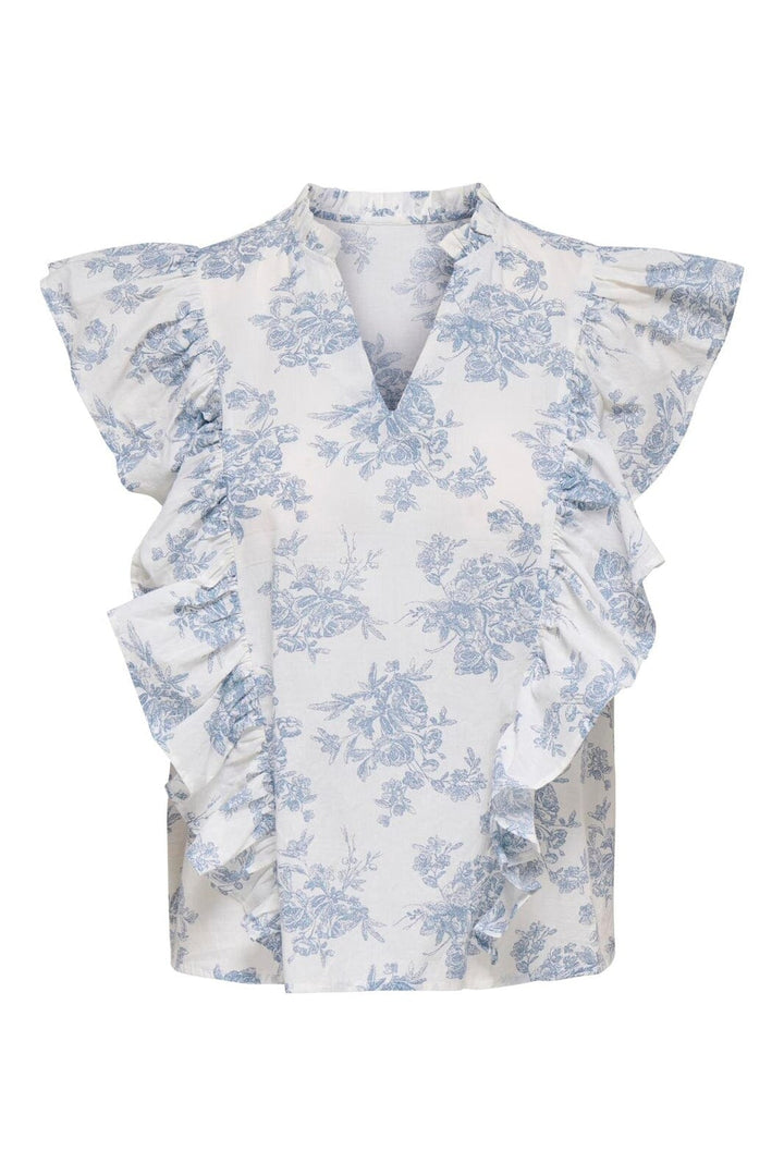 JDY - Jdyalberte S/L Frill Top - 5026910 Cloud Dancer 26-02-26 Abstract Flower