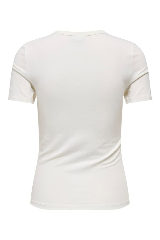 JDY - Jdyava Lucky S/S O-Neck Top - 5059472 Cloud Dancer Small Hibiscus Flower