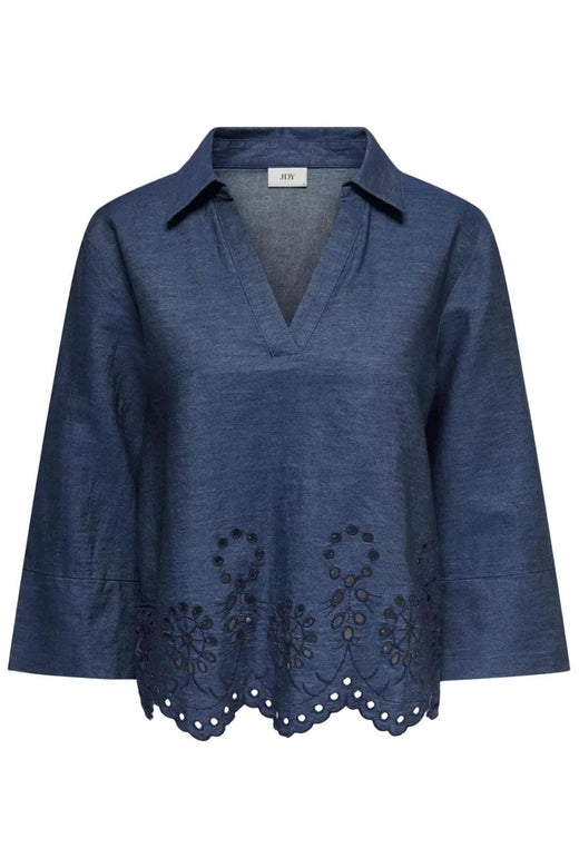 JDY - Jdybille L/S Chambray Embroidery Top - 5026792 Medium Blue Denim Embro Navy Skjorter 