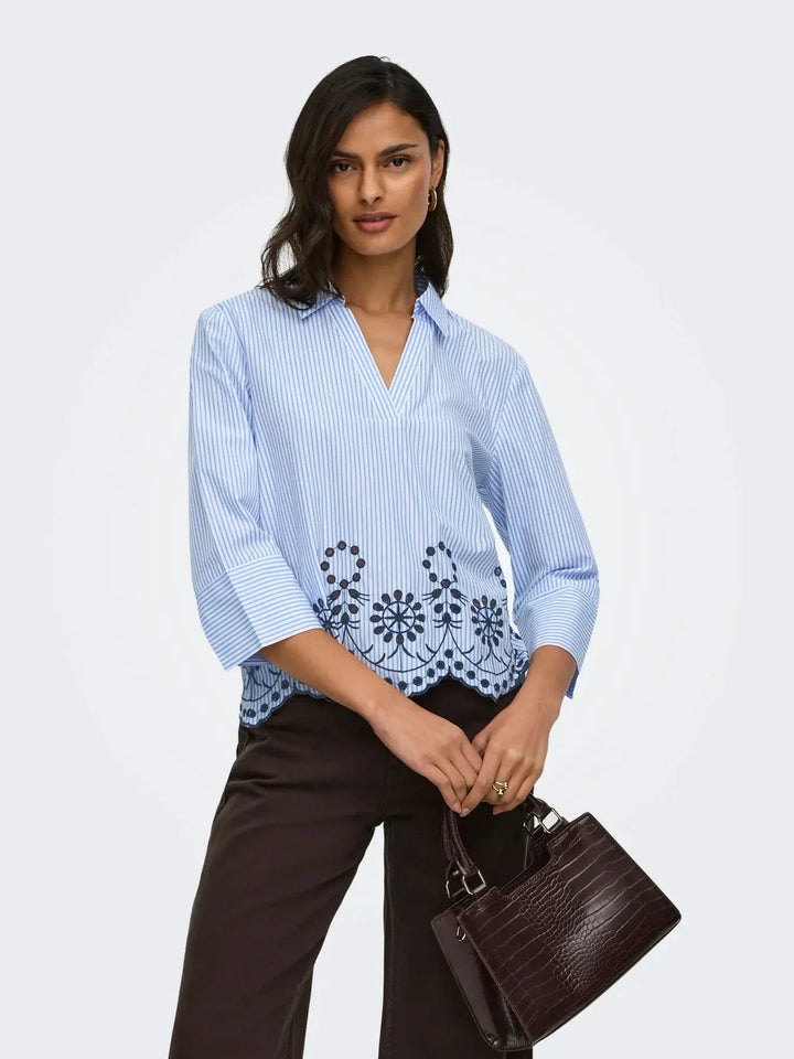 JDY - Jdybille L/S Embroidery Top - 5004770 White Provence Skjorter 