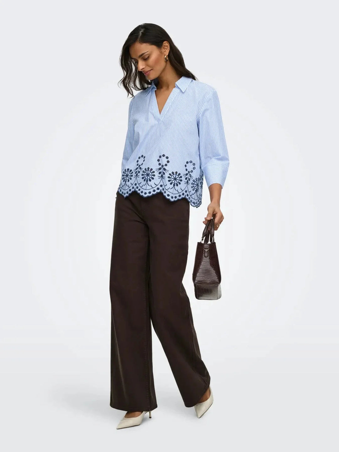 JDY - Jdybille L/S Embroidery Top - 5004770 White Provence Skjorter 