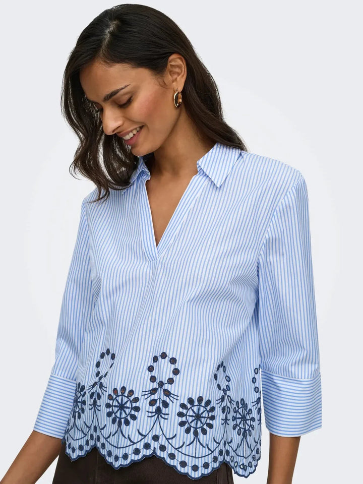 JDY - Jdybille L/S Embroidery Top - 5004770 White Provence Skjorter 