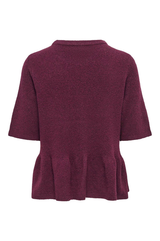 JDY - Jdybrilliant Life S/S On Peplum Pull Knt - 5104951 Windsor Wine Melange