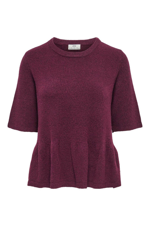 JDY - Jdybrilliant Life S/S On Peplum Pull Knt - 5104951 Windsor Wine Melange