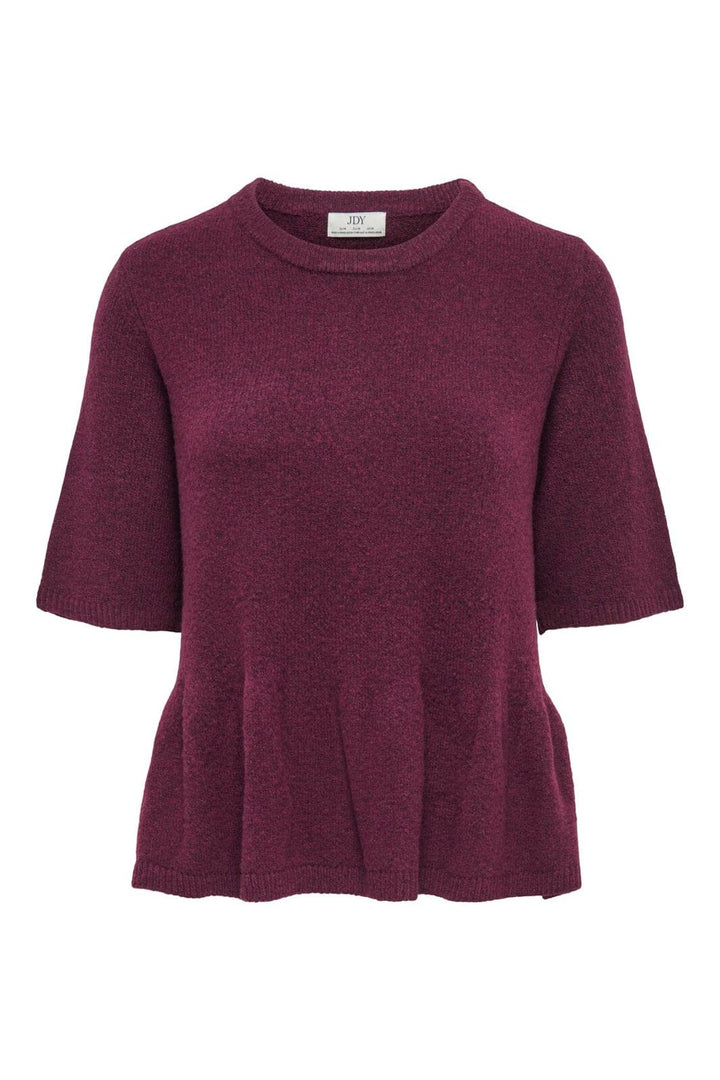 JDY - Jdybrilliant Life S/S On Peplum Pull Knt - 5104951 Windsor Wine Melange