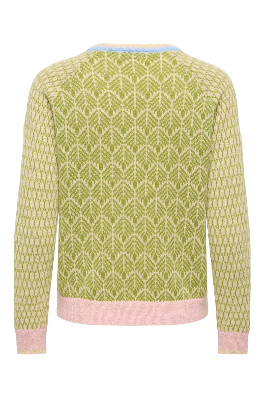 JDY - Jdybryn Life L/S Oneck Jacq Pullover Knt - 5049952 Crème Brûlée W. Woodbine/ Peachskin/ Open Air Jacq.