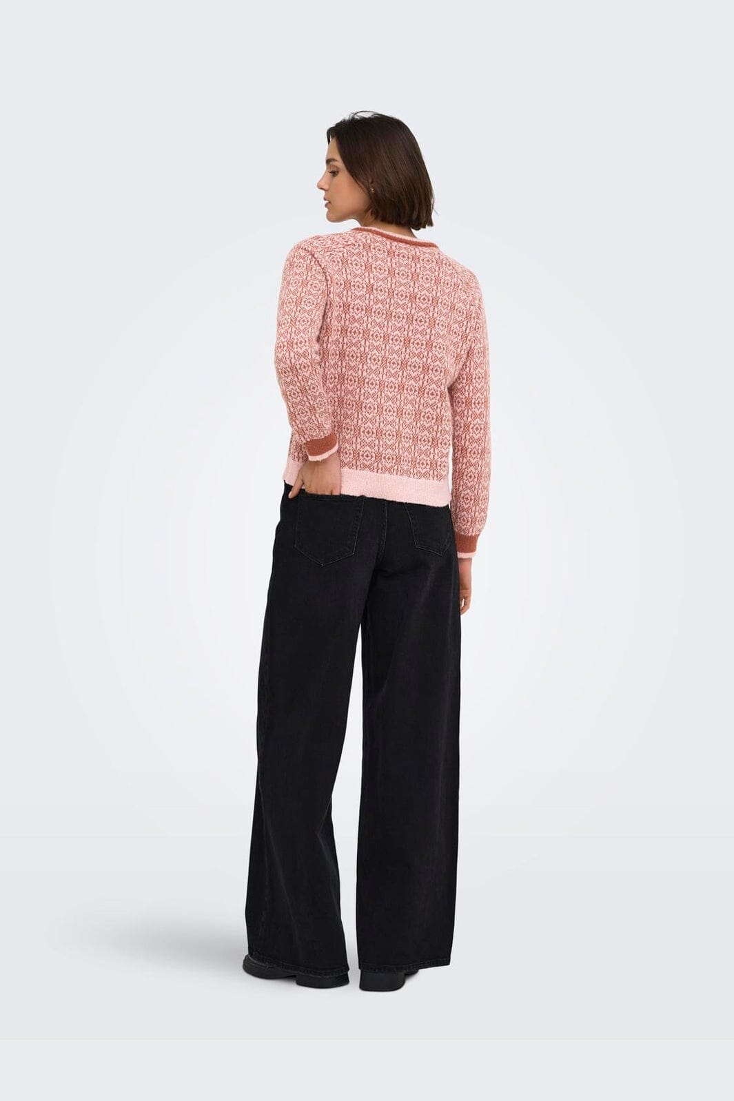 JDY - Jdybryn Life L/S Oneck Jacq Pullover Knt - 5049958 Peachskin W. Chutney Jacq.