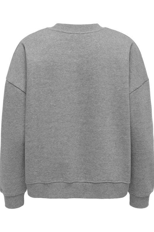 JDY - Jdycanoa L/S Emb Sweat - 4902517 Medium Grey Melange Emb Black Flower Sweatshirts 