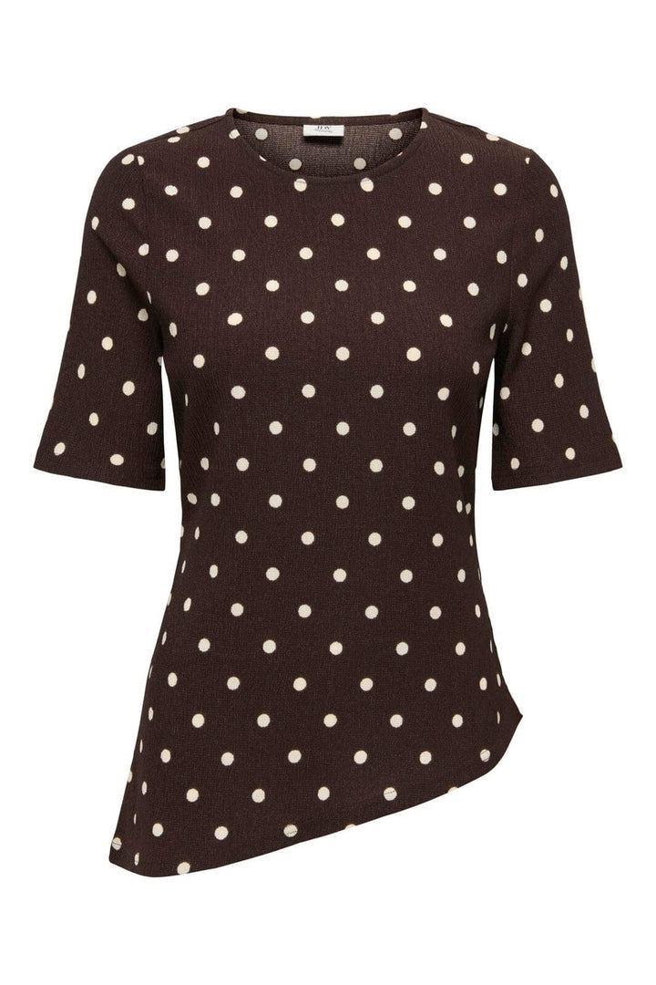 JDY - Jdydebbie S/S Asymmetrical Top Dia - 5058913 Coffee Bean Sandshell Dot