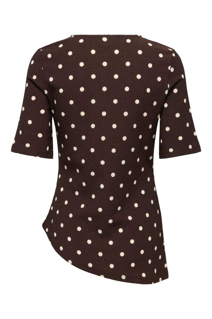 JDY - Jdydebbie S/S Asymmetrical Top Dia - 5058913 Coffee Bean Sandshell Dot