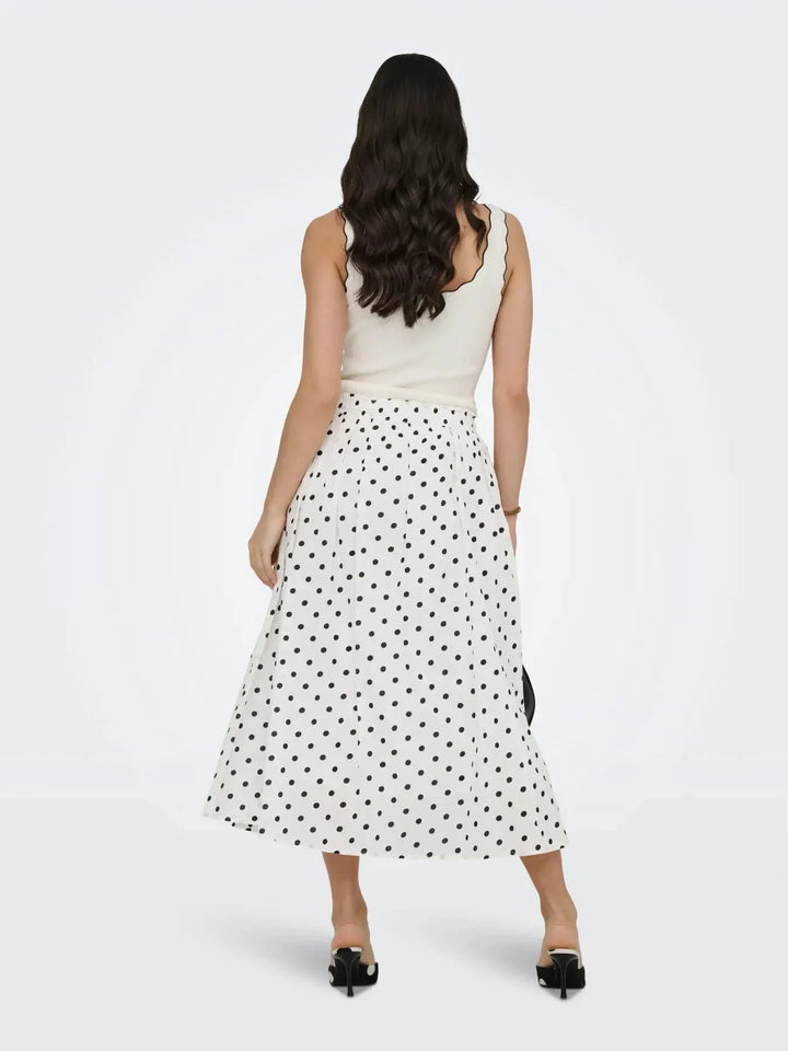 JDY - Jdydiego Maxi Skirt - 5040496 Cloud Dancer Black Dot Nederdele 