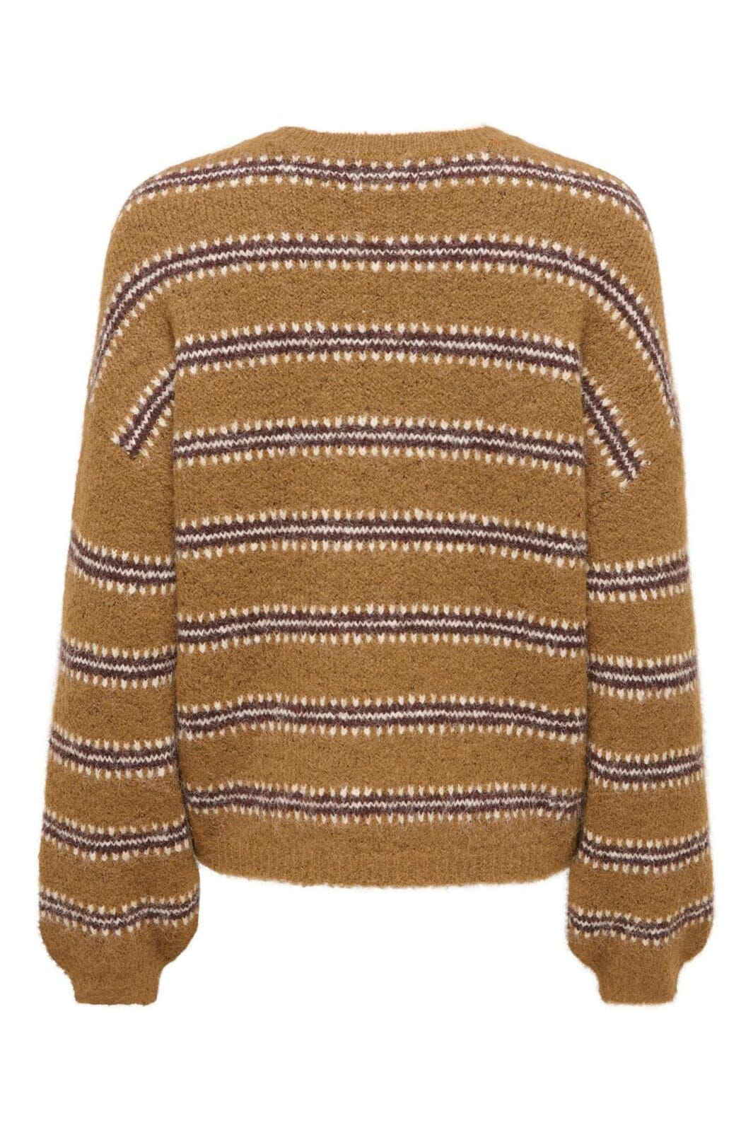 JDY - Jdydina L/S O-Neck Stripe Pullover Knt - 5111616 Bison Rum Raisin & Cloud Dancer
