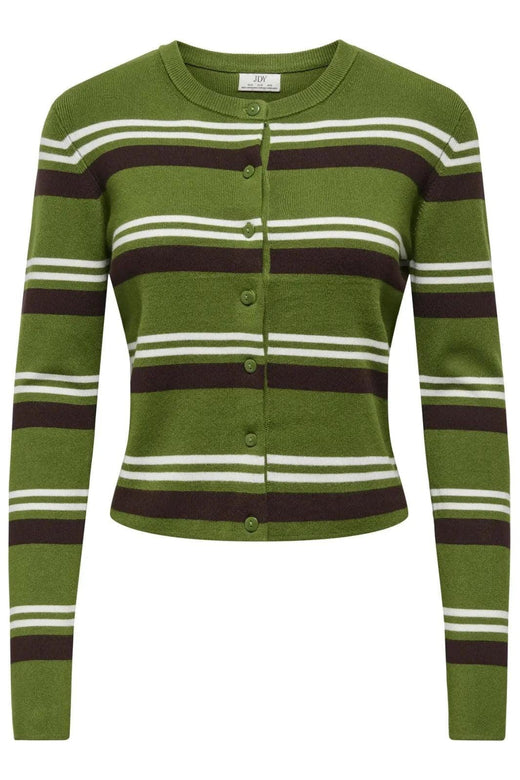 JDY - Jdyemmie L/S O-Neck Stripe Cardigan Knt - 5068549 Cedar Green W. Coffee Bean / Egret Cardigans 