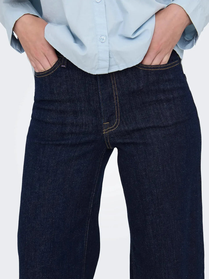 JDY - Jdyfelina-Fina Wide Rinse Jnsdnm - 4840357 Dark Blue Denim Rinse Blue Denim Jeans 