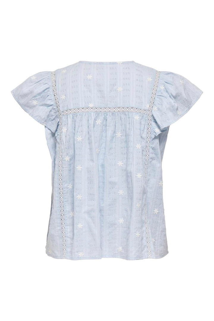 JDY - Jdyfia S/S Embroidery Shirt - 5026951 Cashmere Blue Small Flower Emb