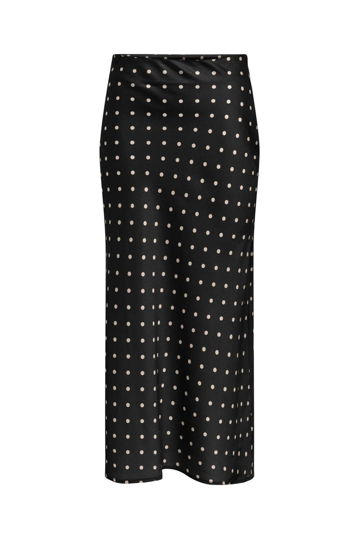 JDY - Jdyhailey Satin Midi Skirt - 5083222 Black Ecru Dots