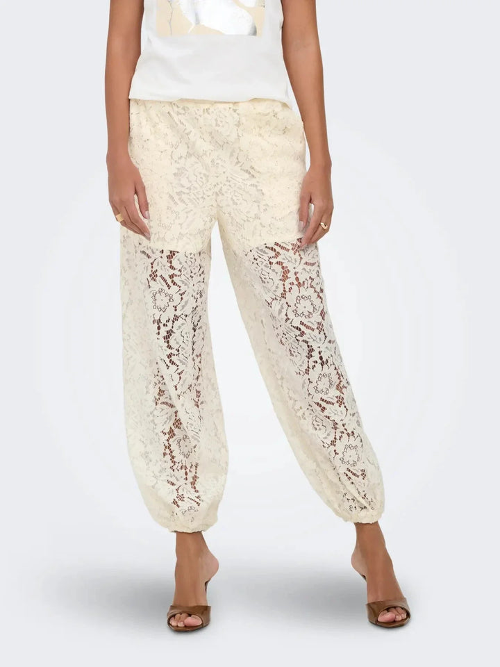 JDY - Jdyjulia Lace Balloon Pant - 5127283 Egret Bukser 
