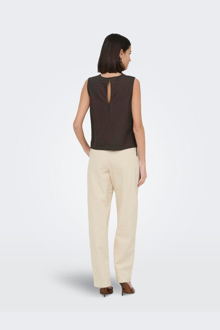JDY - Jdyleslie S/L Bow Top - 5014870 Chocolate Brown