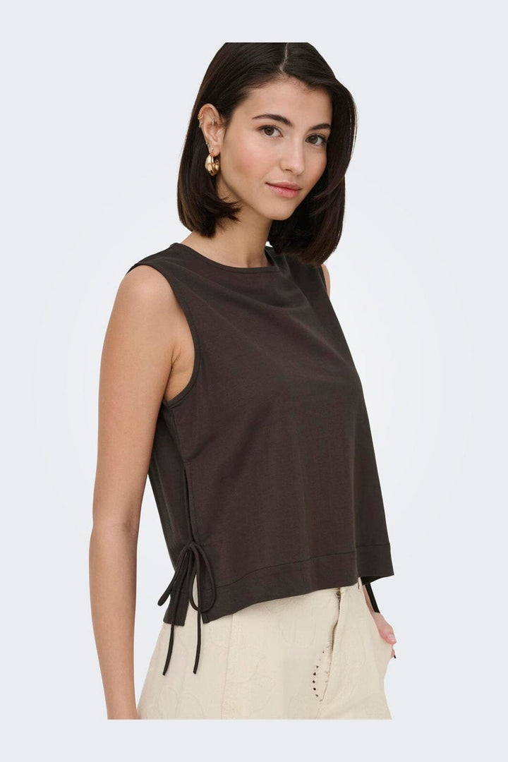 JDY - Jdyleslie S/L Bow Top - 5014870 Chocolate Brown