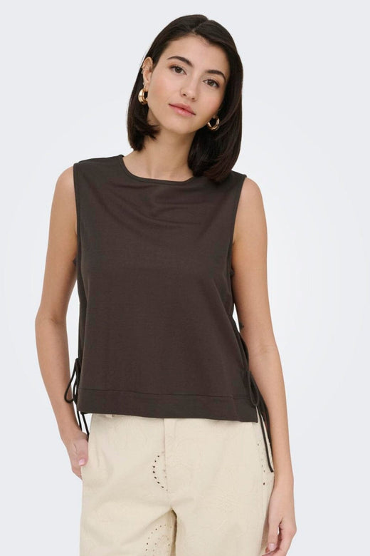 JDY - Jdyleslie S/L Bow Top - 5014870 Chocolate Brown