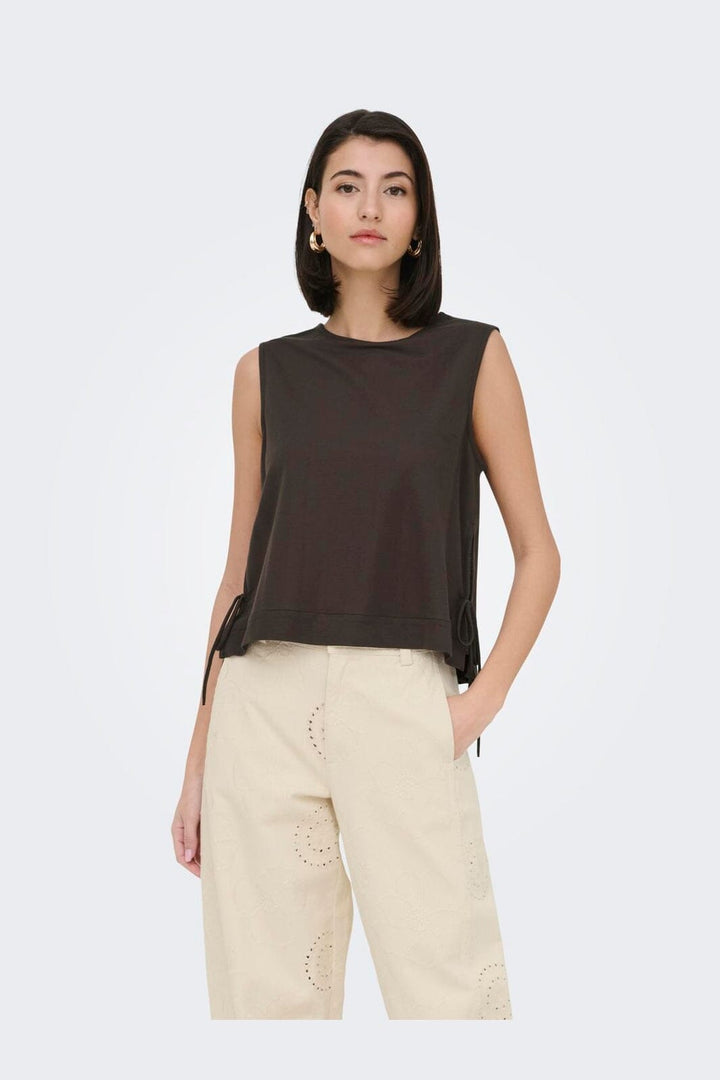 JDY - Jdyleslie S/L Bow Top - 5014870 Chocolate Brown