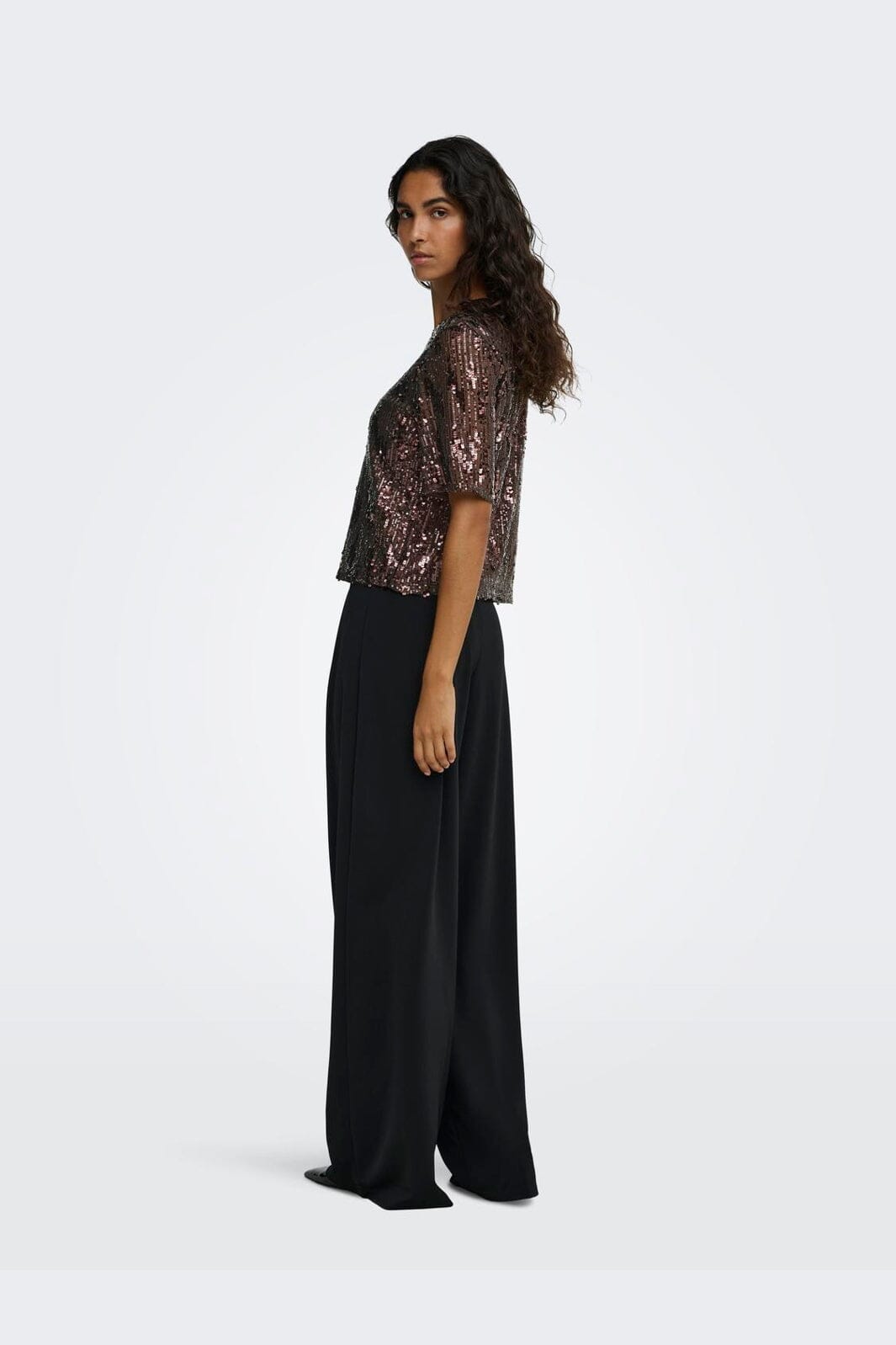 JDY - Jdylola 2/4 Sequin Top - 5110789 Rum Raisin