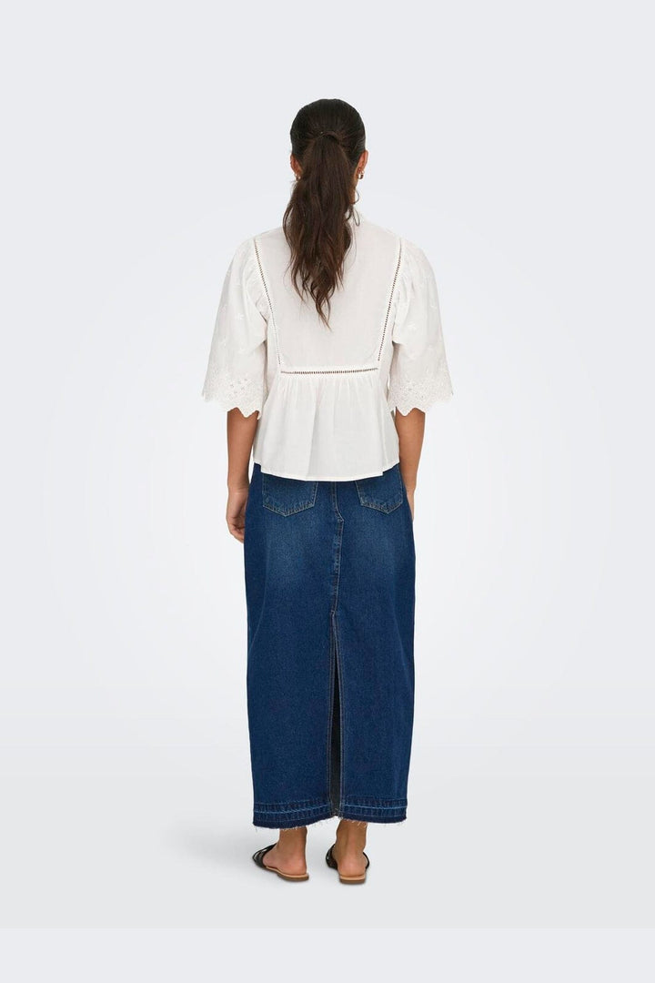 JDY - Jdymaya 2/4 Embroidery Top - 4689445 Cloud Dancer