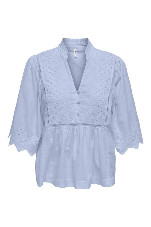 JDY - Jdymaya 2/4 Embroidery Top - 5026864 Halogen Blue