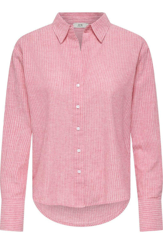 JDY - Jdymila L/S Loose Linen Shirt Dia - 4968390 Calypso Coral Cloud Dancer Skjorter 