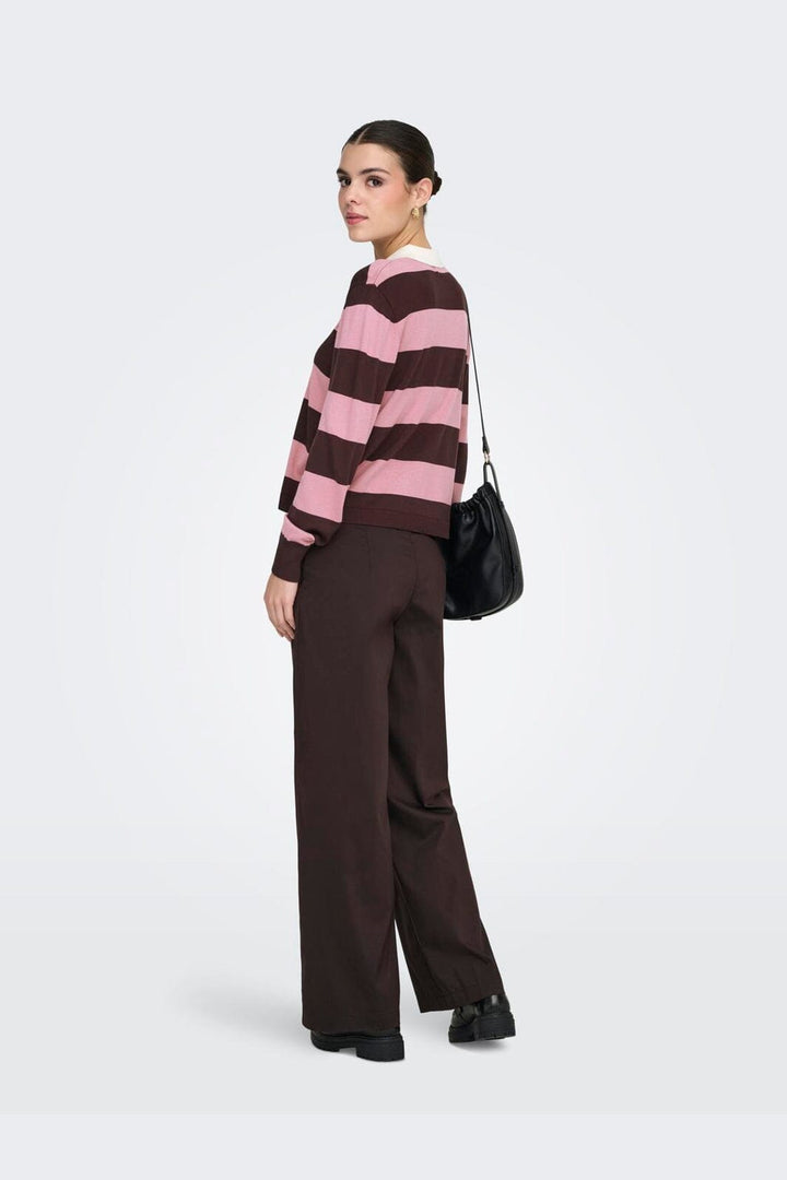 JDY - Jdynaima L/S Polo Pullover Knt - 5077092 Chicory Coffee W. Lilas