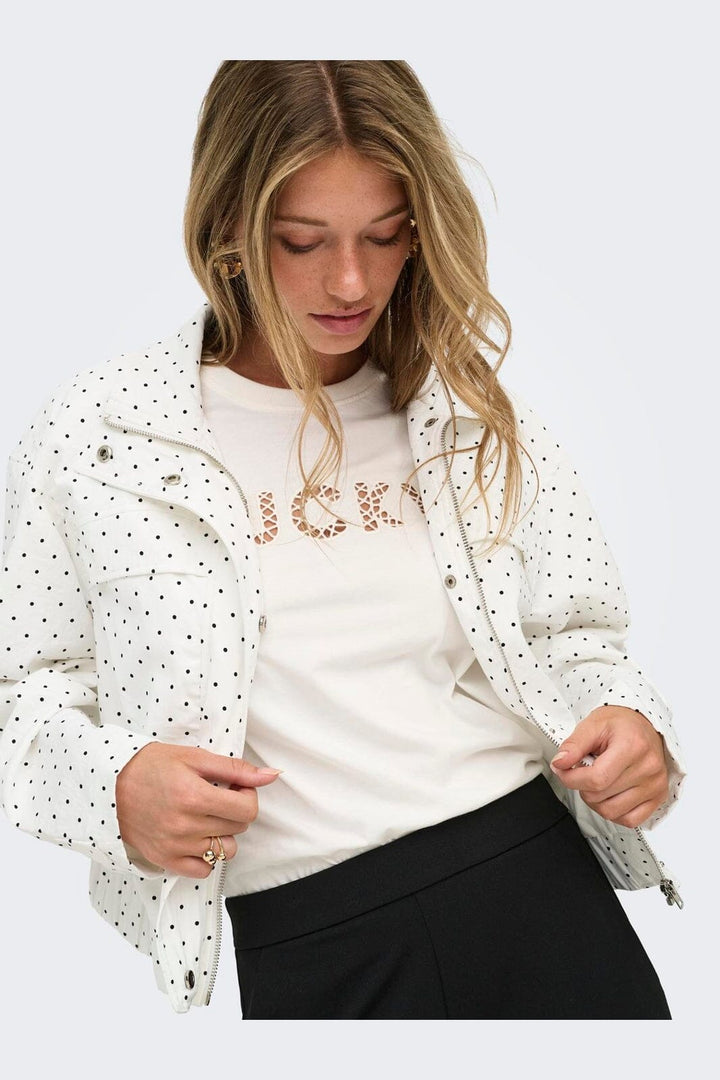 JDY - Jdynaomi L/S Jacket - 5095882 Cloud Dancer Black Dots