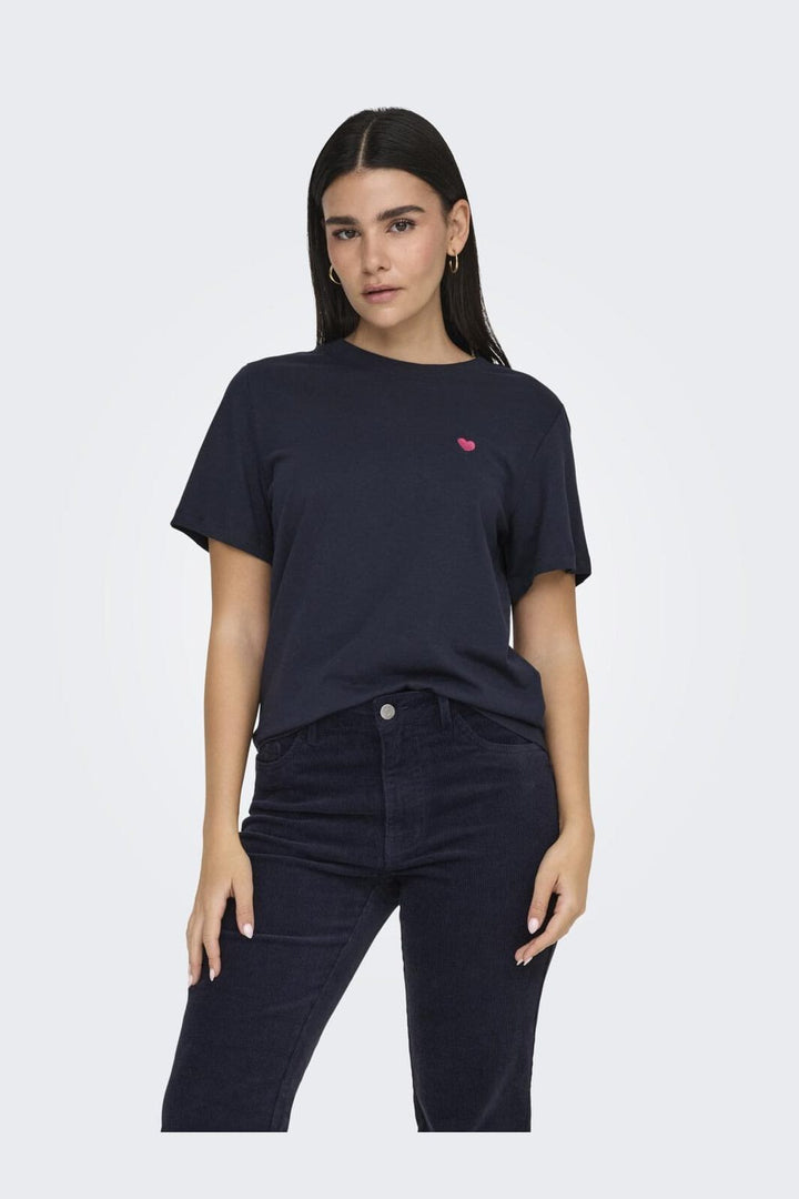 JDY - Jdypisa S/S Print Top - 4713682 Sky Captain Pink Peacock Heart