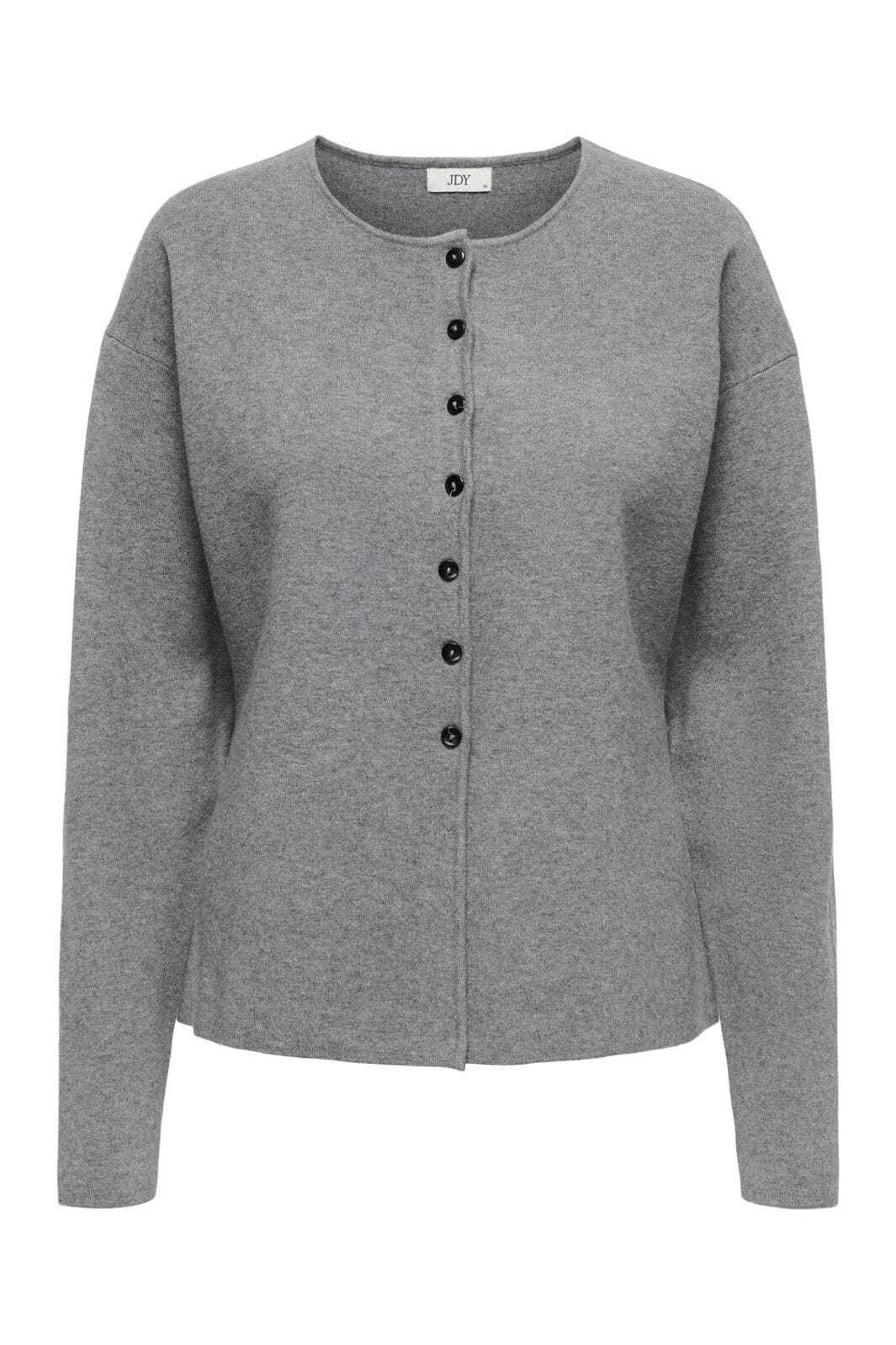 JDY - Jdyprime Life L/S Waist Button Cardi Knt - 4945774 Medium Grey Melange W Black Buttons