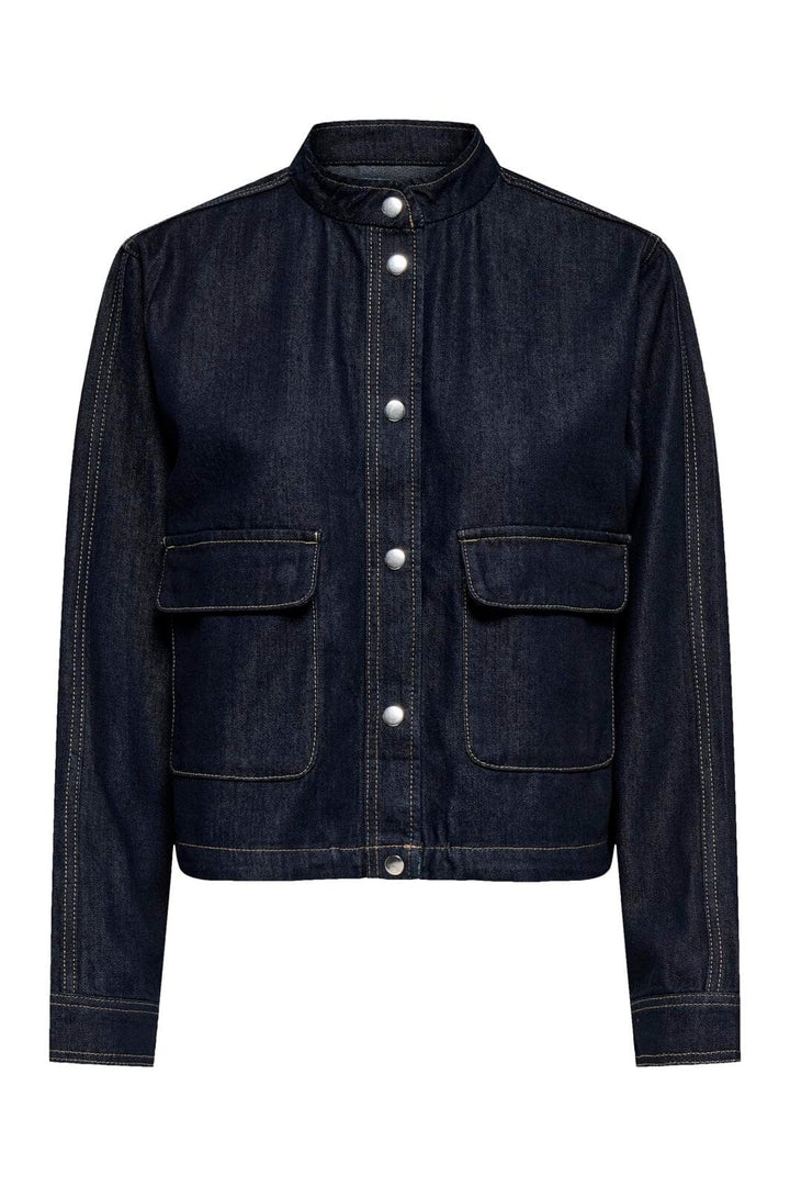 JDY - Jdysansa Bubble Hem L/S Jacket - 5041200 Dark Blue Denim Rinse